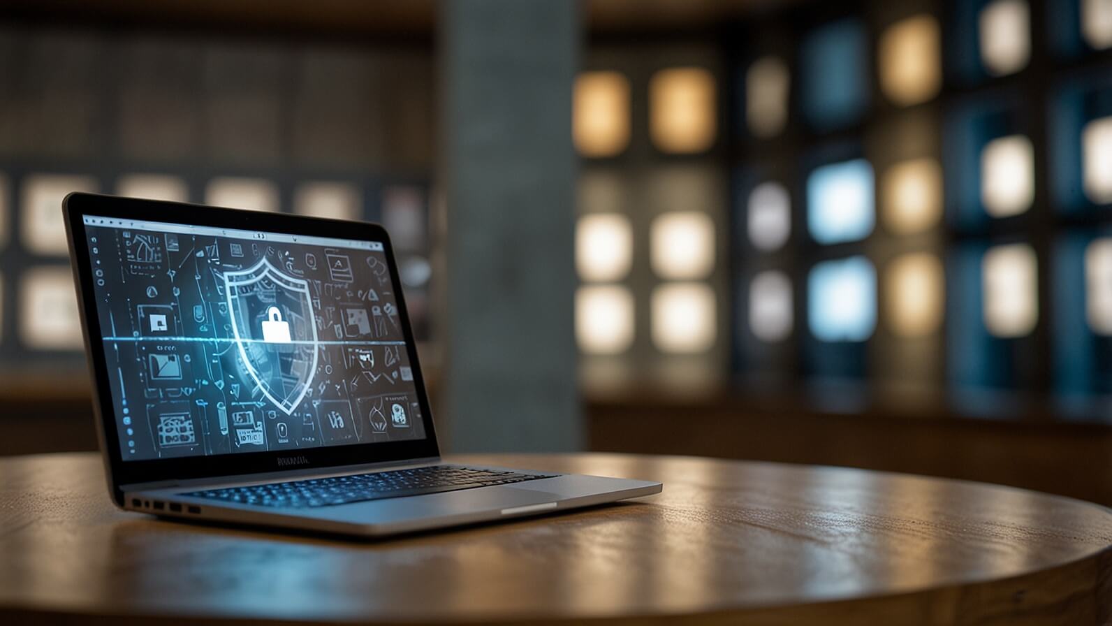 Default data protection shield monitor laptop in museum 1